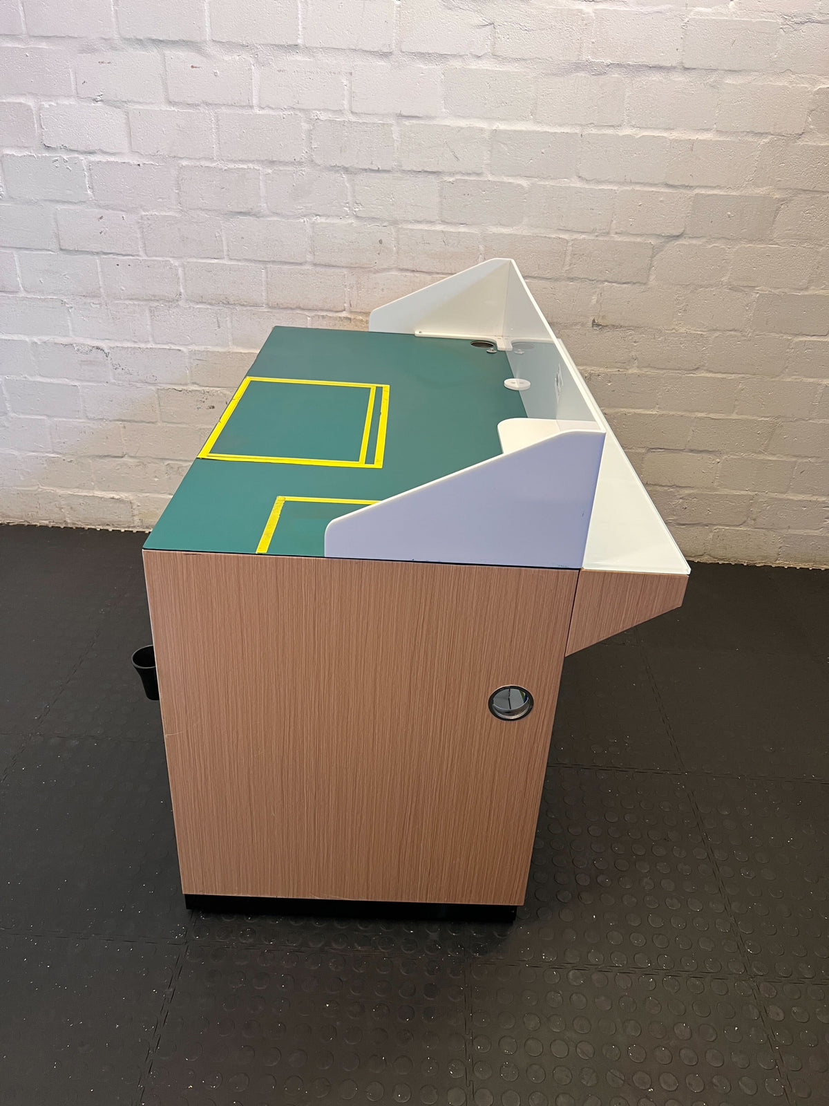 Stylish White and Green Office Desk with Storage