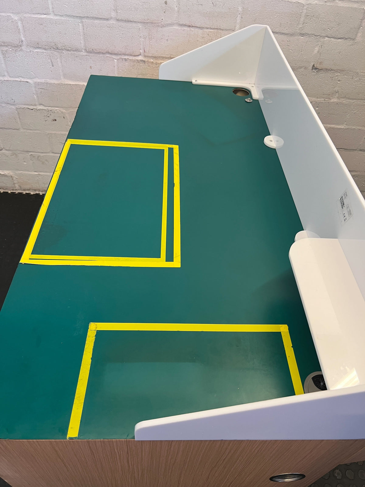 Stylish White and Green Office Desk with Storage