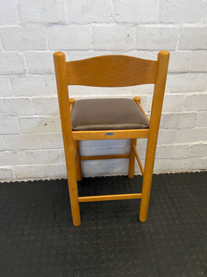 Stylish Wooden Bar Stool with Brown Cushion Seat - Minor Wear - 2ndhandwarehouse.com