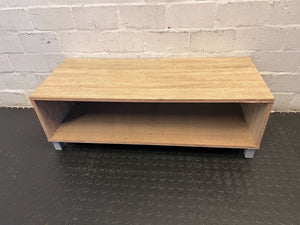 Stylish Wooden Coffee Table with Open Shelf – Natural Finish - REDUCED