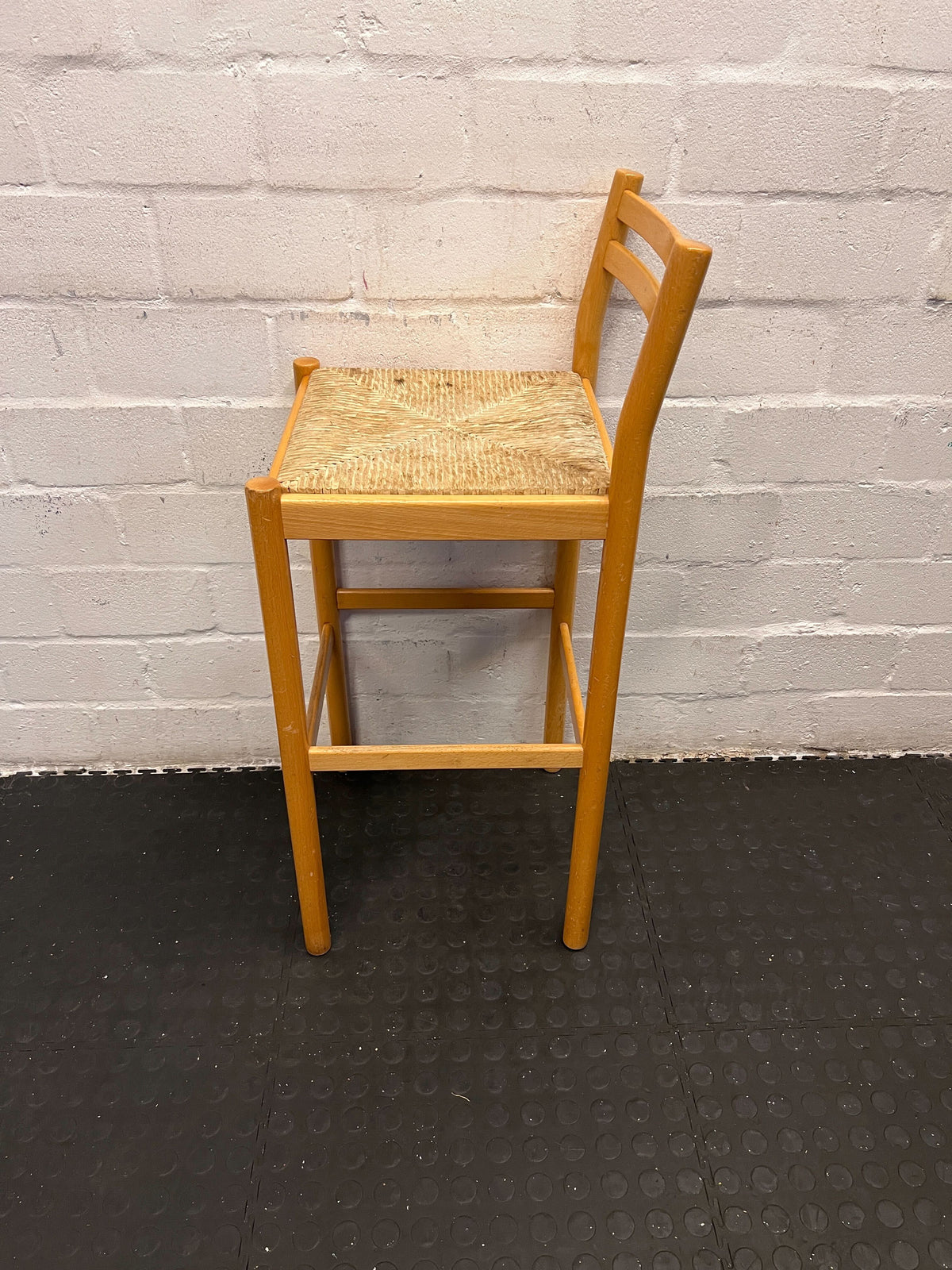 Stylish Wooden Counter Stool with Natural Woven Seat - PRICE DROP