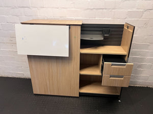 Stylish Wooden Office Desk with Storage – Folds Compact