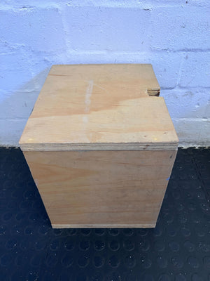 Stylish Wooden Storage Cube - Light Brown Finish, Minor Wear