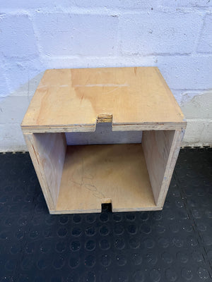 Stylish Wooden Storage Cube - Light Brown Finish, Minor Wear