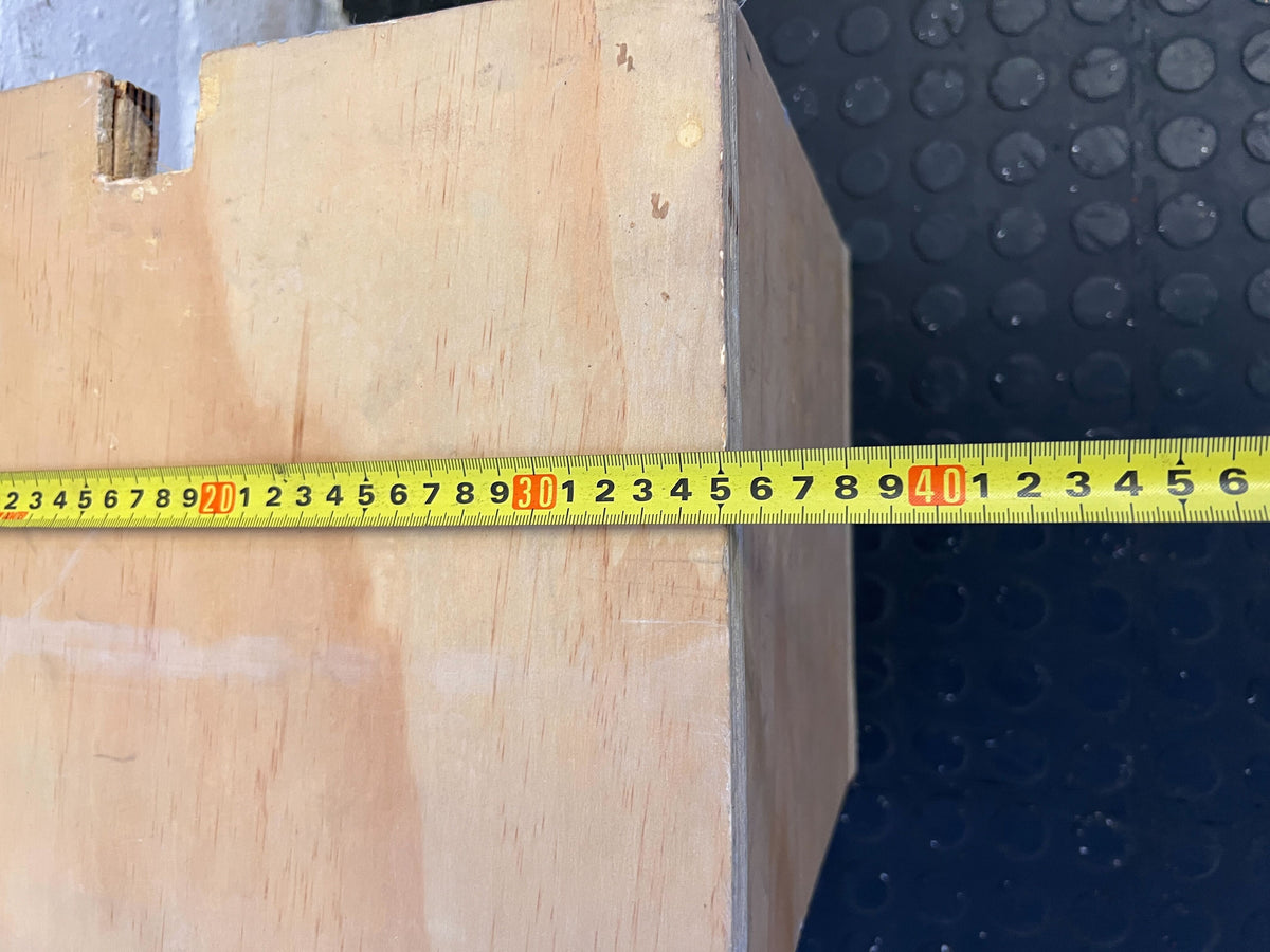 Stylish Wooden Storage Cube - Light Brown Finish, Minor Wear