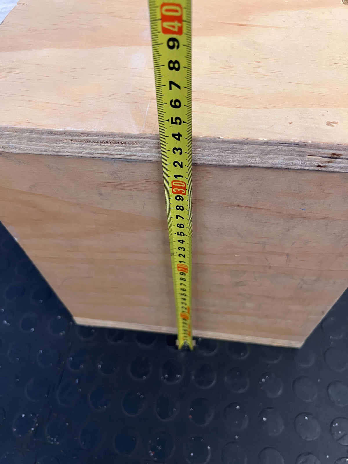 Stylish Wooden Storage Cube - Light Brown Finish, Minor Wear