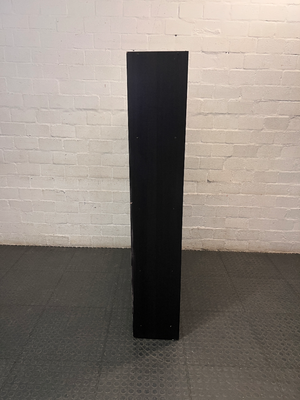 Tall Black 12-Compartment Shelving Unit — Fair Condition with Visible Surface Wear