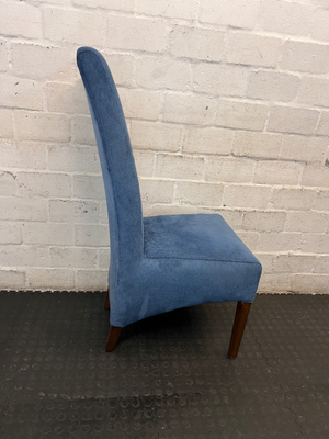 Tall High-Back Upholstered Dining Chair in Blue Fabric - 2ndhandwarehouse.com