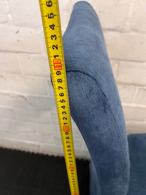 Tall High-Back Upholstered Dining Chair in Blue Fabric - 2ndhandwarehouse.com