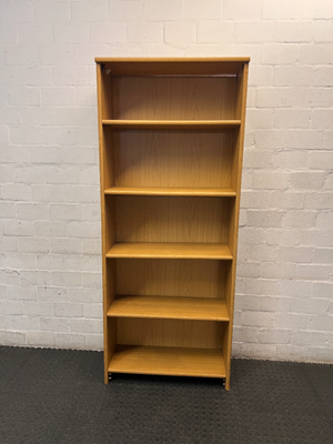 Tall Light Wood Bookshelf with Five Tiers — Fair Condition with Previous