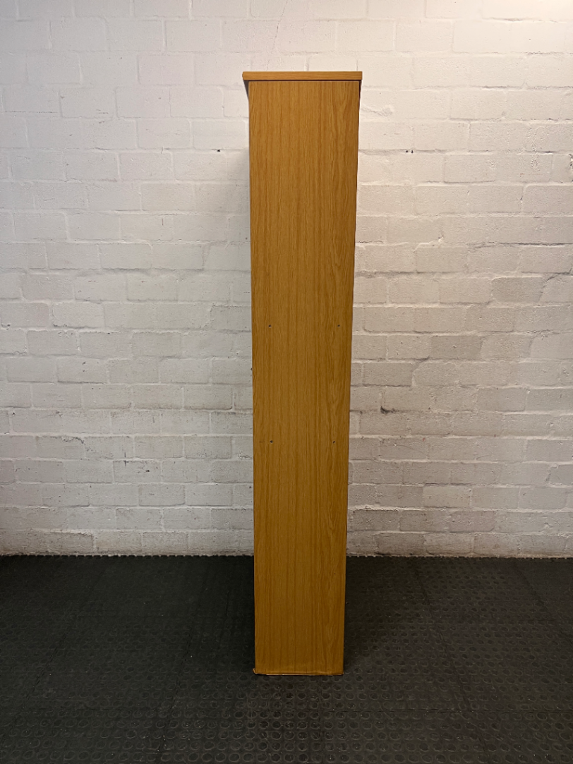 Tall Light Wood Bookshelf with Five Tiers — Fair Condition with Previous