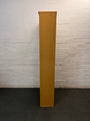 Tall Light Wood Bookshelf with Five Tiers — Fair Condition with Previous