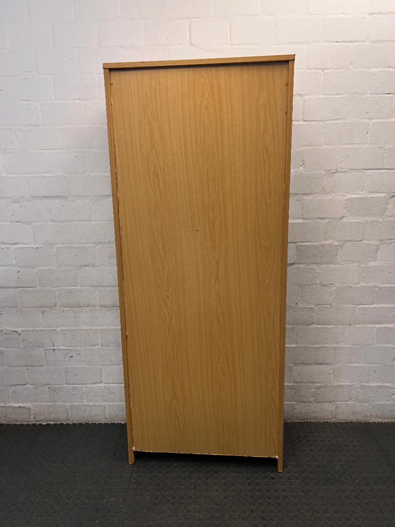 Tall Light Wood Bookshelf with Five Tiers — Fair Condition with Previous