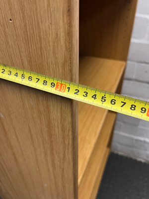Tall Light Wood Bookshelf with Five Tiers — Fair Condition with Previous