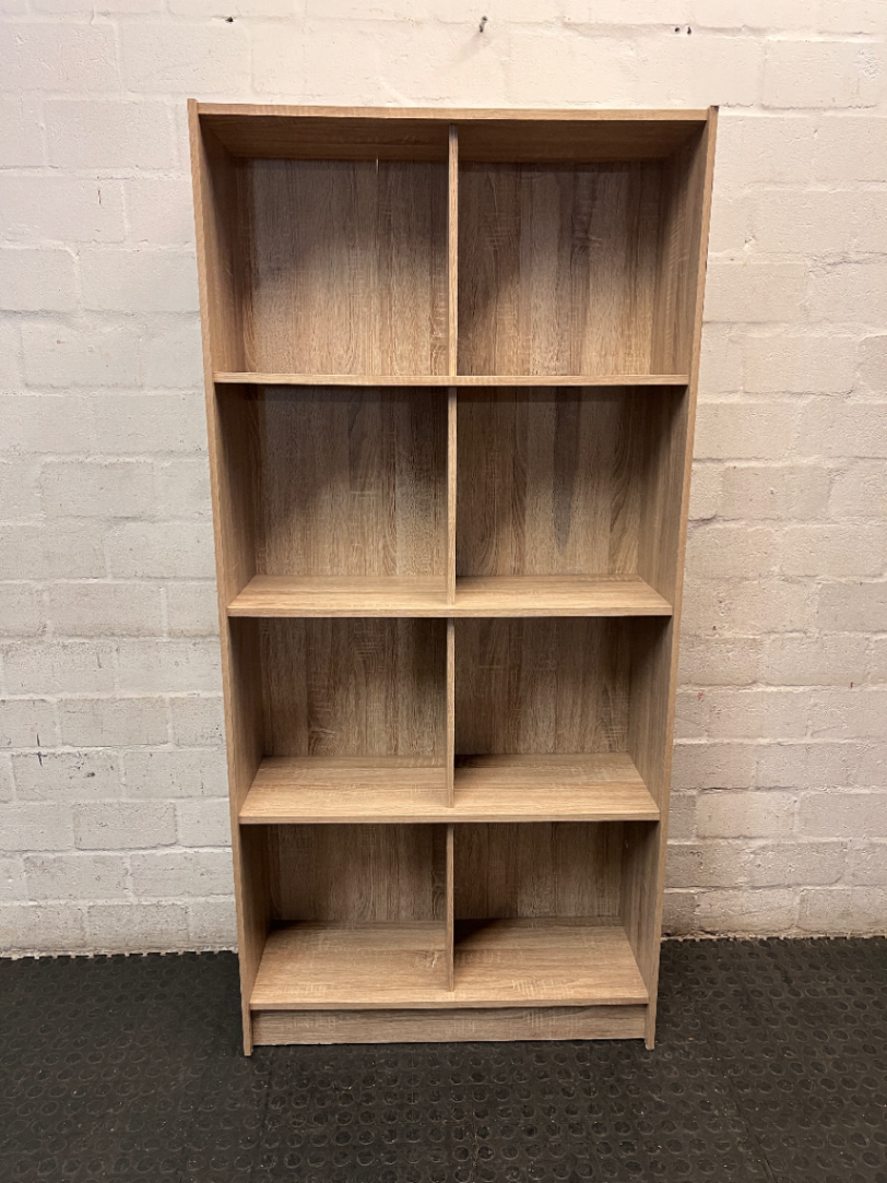 Tall 8-Cubby Bookshelf in Light Oak Finish
