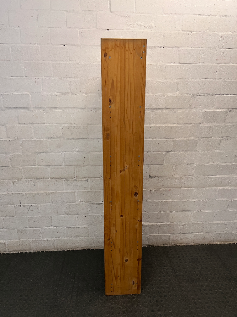 Tall Oak-Finish Six-Tier Wooden Bookshelf — Previous  and Visible Wear