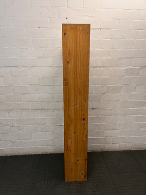 Tall Oak-Finish Six-Tier Wooden Bookshelf — Previous  and Visible Wear