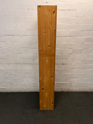 Tall Oak-Finish Six-Tier Wooden Bookshelf — Previous  and Visible Wear
