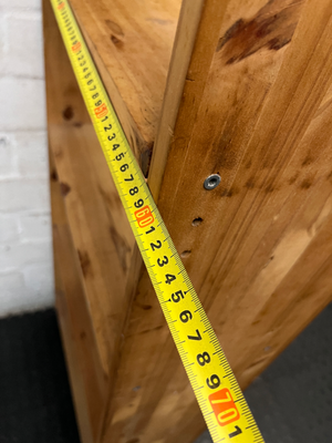 Tall Oak-Finish Six-Tier Wooden Bookshelf — Previous  and Visible Wear