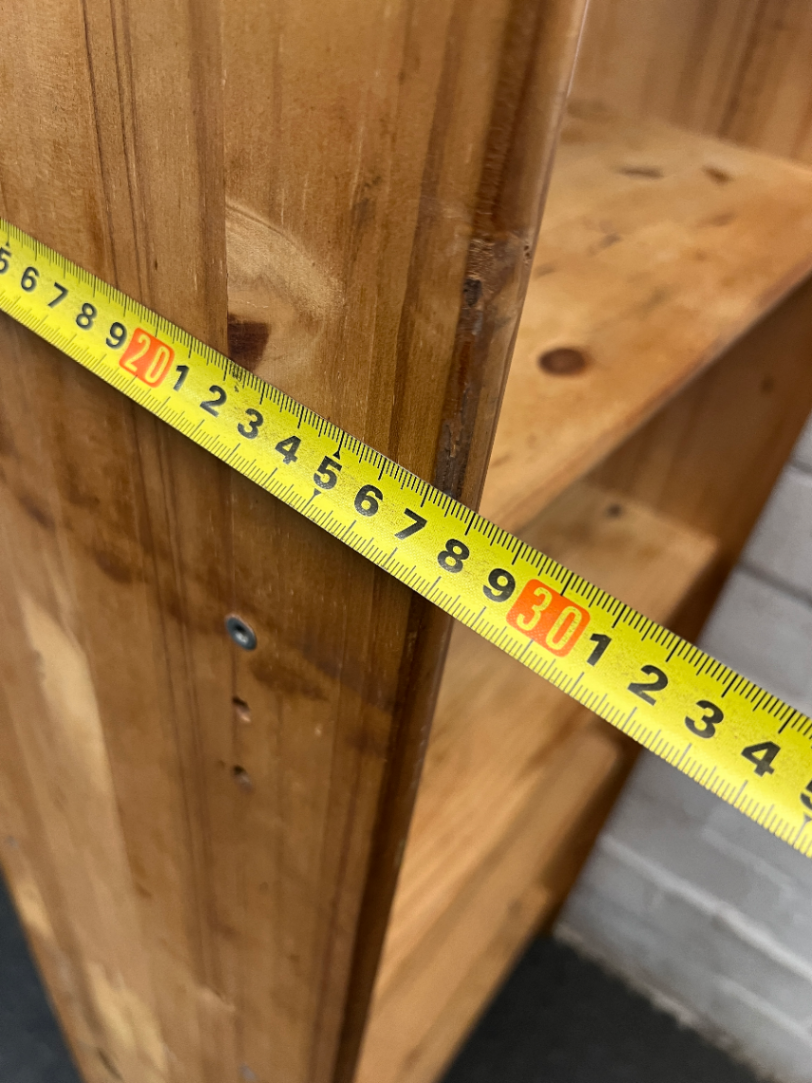Tall Oak-Finish Six-Tier Wooden Bookshelf — Previous  and Visible Wear