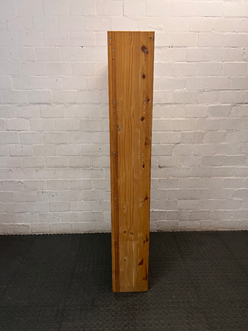 Tall Simple Pine Bookshelf with Scalloped Detail — Previous  and Surface Wear