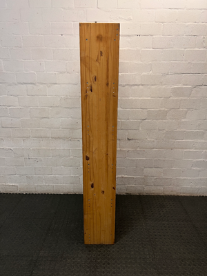 Tall Simple Pine Bookshelf with Scalloped Detail — Previous  and Surface Wear
