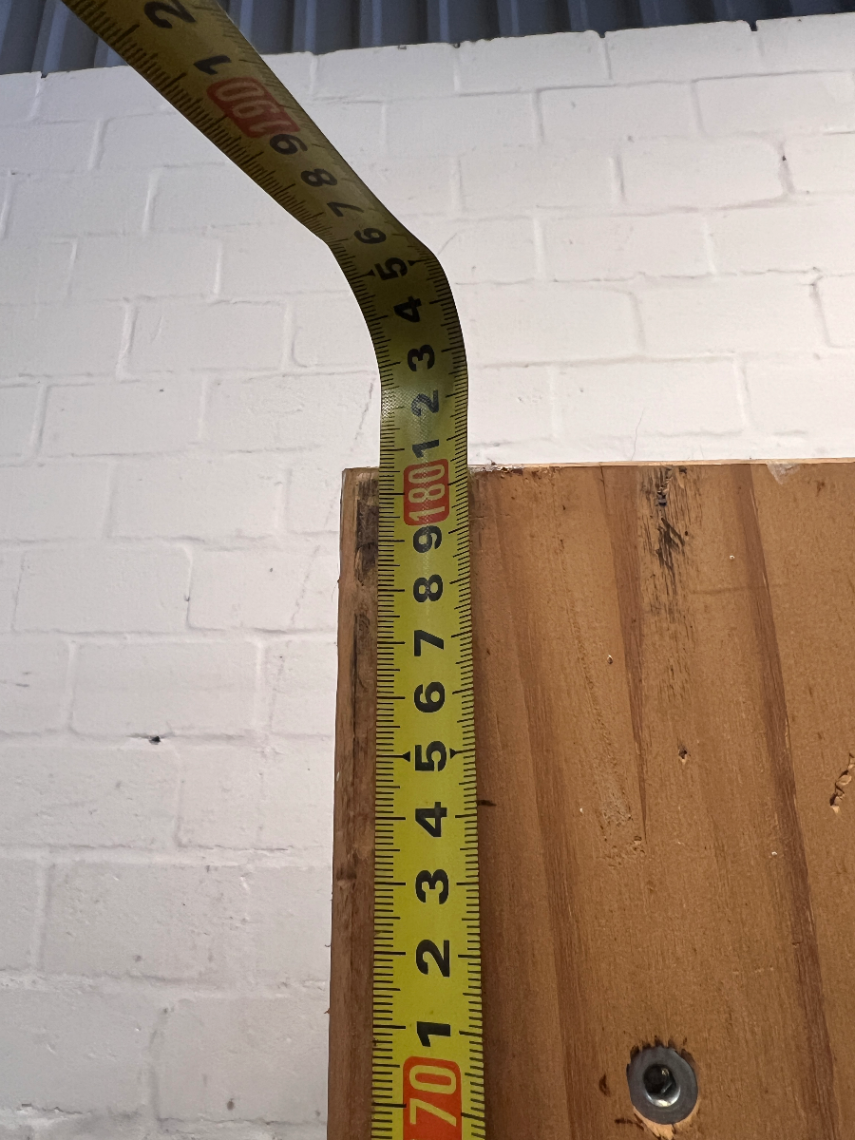 Tall Simple Pine Bookshelf with Scalloped Detail — Previous  and Surface Wear