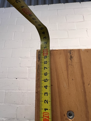Tall Simple Pine Bookshelf with Scalloped Detail — Previous  and Surface Wear