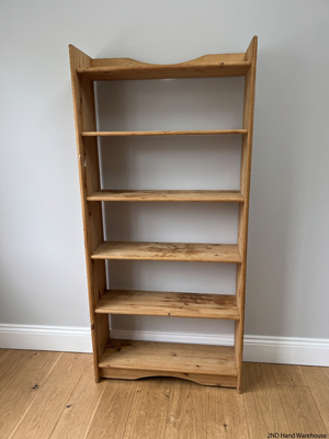 Tall Simple Pine Bookshelf with Scalloped Detail — Previous  and Surface Wear