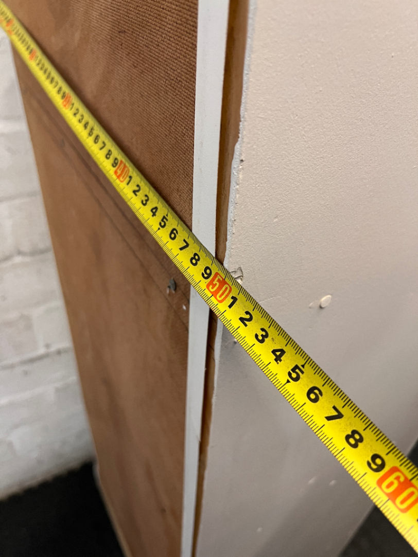 Tall Slender White Bookshelf with Scalloped Detail — Fair Used Condition