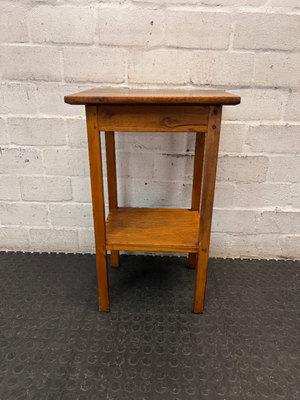 Tall Wooden Occasional Side Table with Shelf — Good Condition