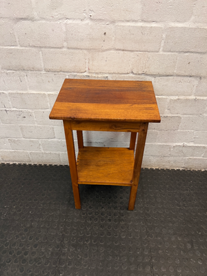 Tall Wooden Occasional Side Table with Shelf — Good Condition