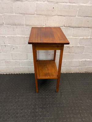 Tall Wooden Occasional Side Table with Shelf — Good Condition