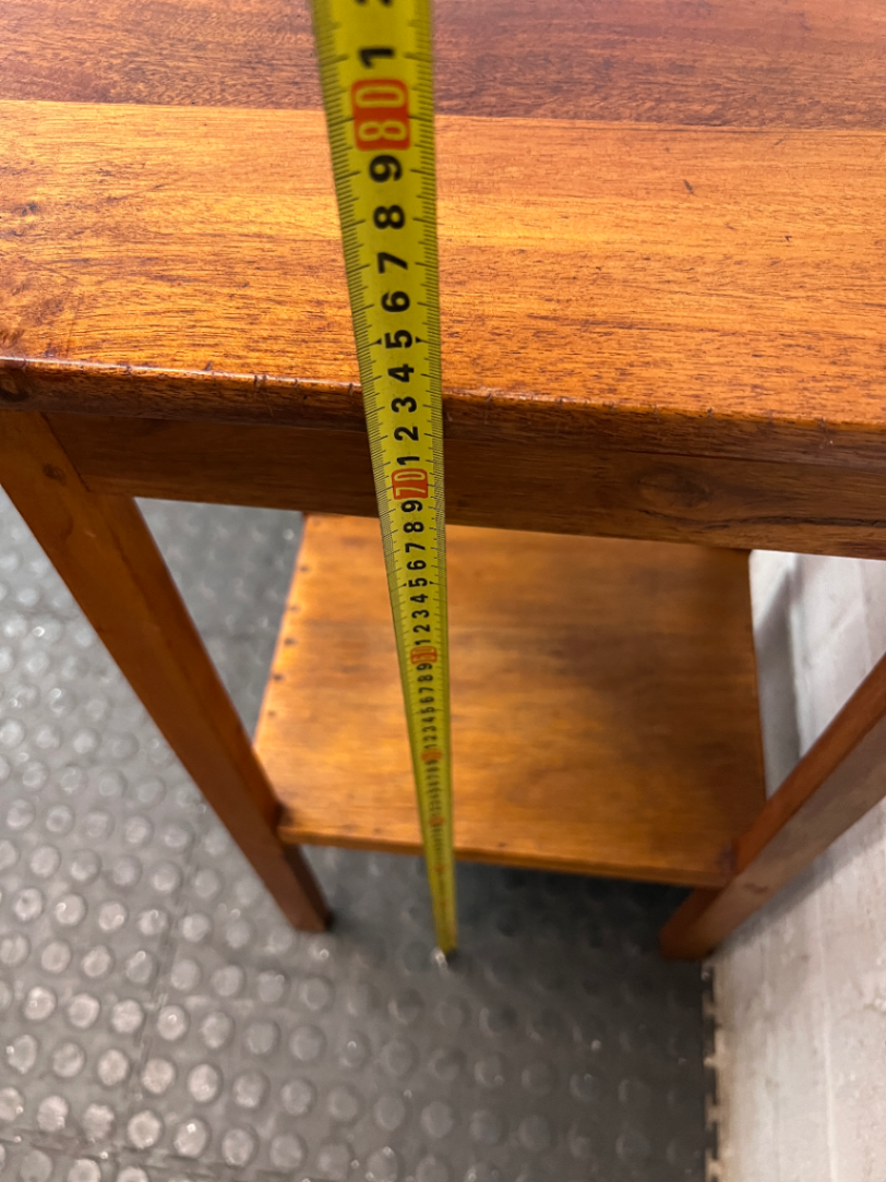 Tall Wooden Occasional Side Table with Shelf — Good Condition