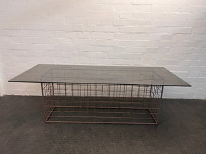 Ten Seater Glass Top  Dining Table with Wire Base