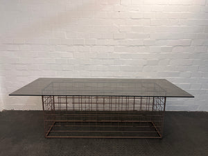 Ten Seater Glass Top  Dining Table with Wire Base