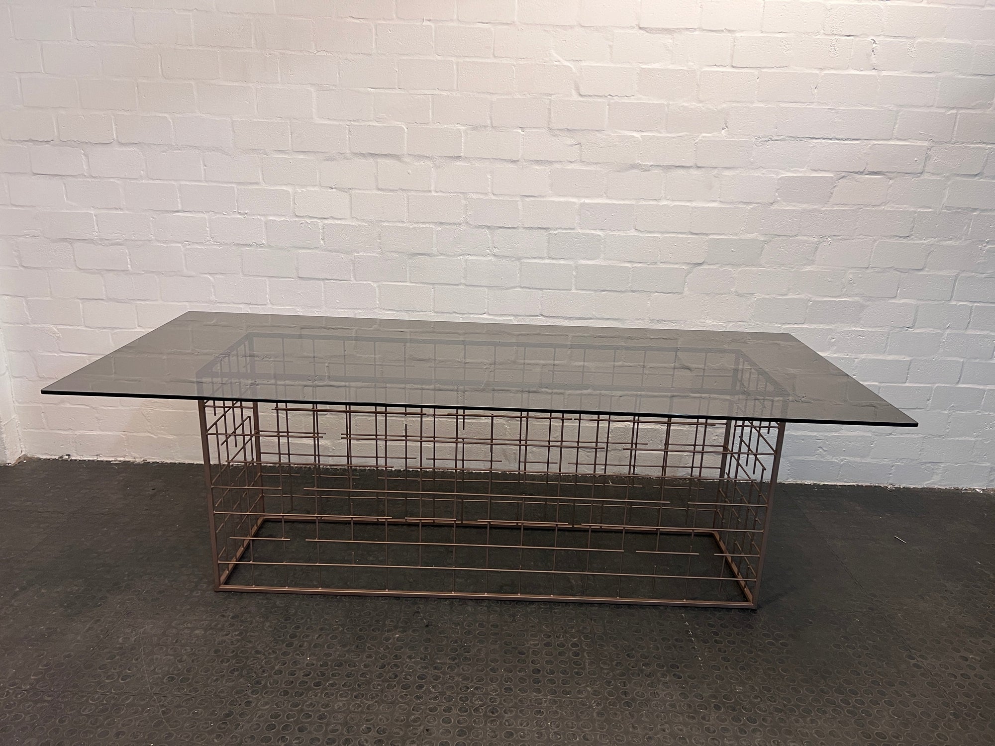 Ten Seater Glass Top  Dining Table with Wire Base