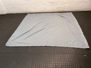 Textured Blue-Grey Geometric Diamond Pattern Curtain — Very Good Condition