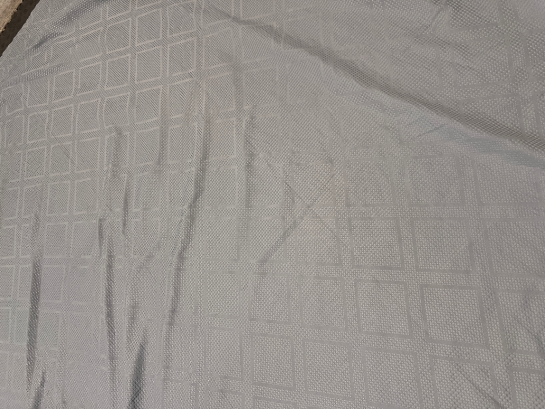 Textured Blue-Grey Geometric Diamond Pattern Curtain — Very Good Condition