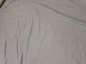 Textured Blue-Grey Geometric Diamond Pattern Curtain — Very Good Condition