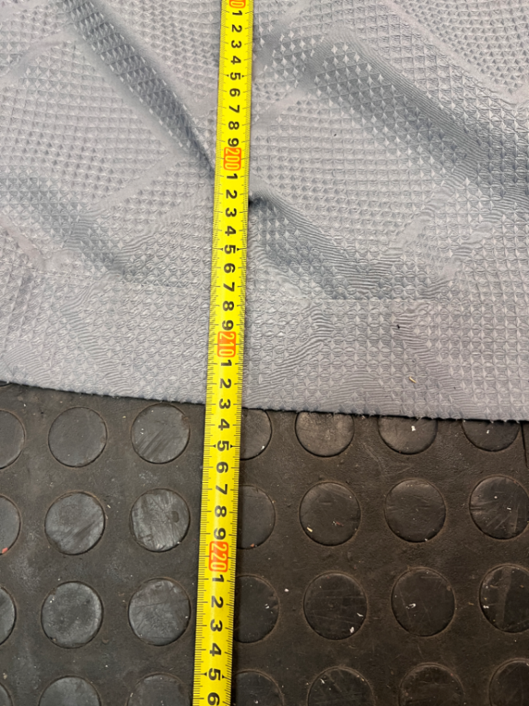 Textured Blue-Grey Geometric Diamond Pattern Curtain — Very Good Condition