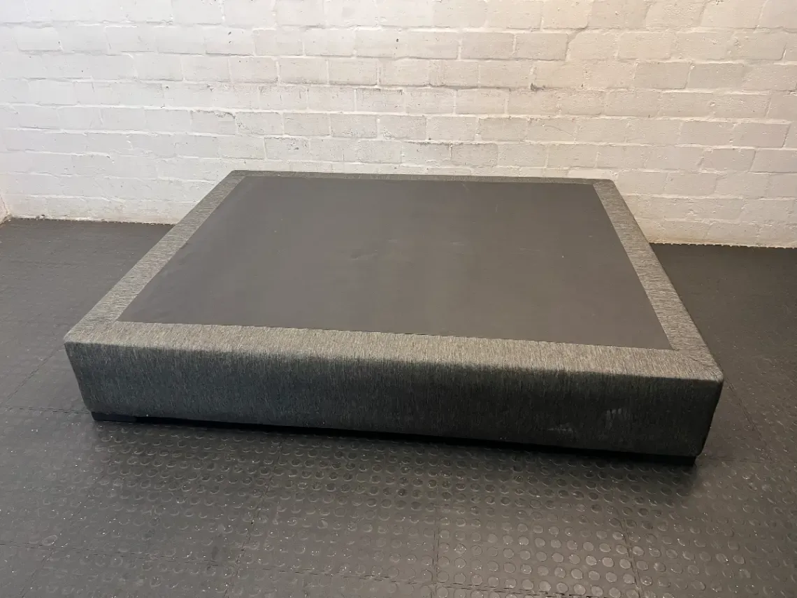 Textured Grey Upholstered Bed Base — Fair Used Condition - 2ndhandwarehouse.com