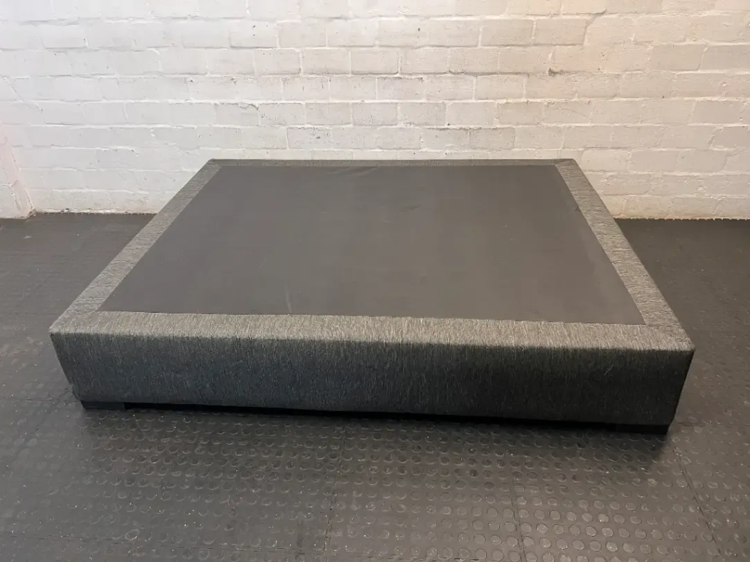 Textured Grey Upholstered Bed Base — Fair Used Condition - 2ndhandwarehouse.com