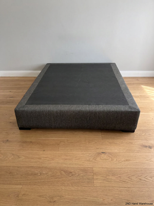 Textured Grey Upholstered Bed Base — Fair Used Condition - 2ndhandwarehouse.com