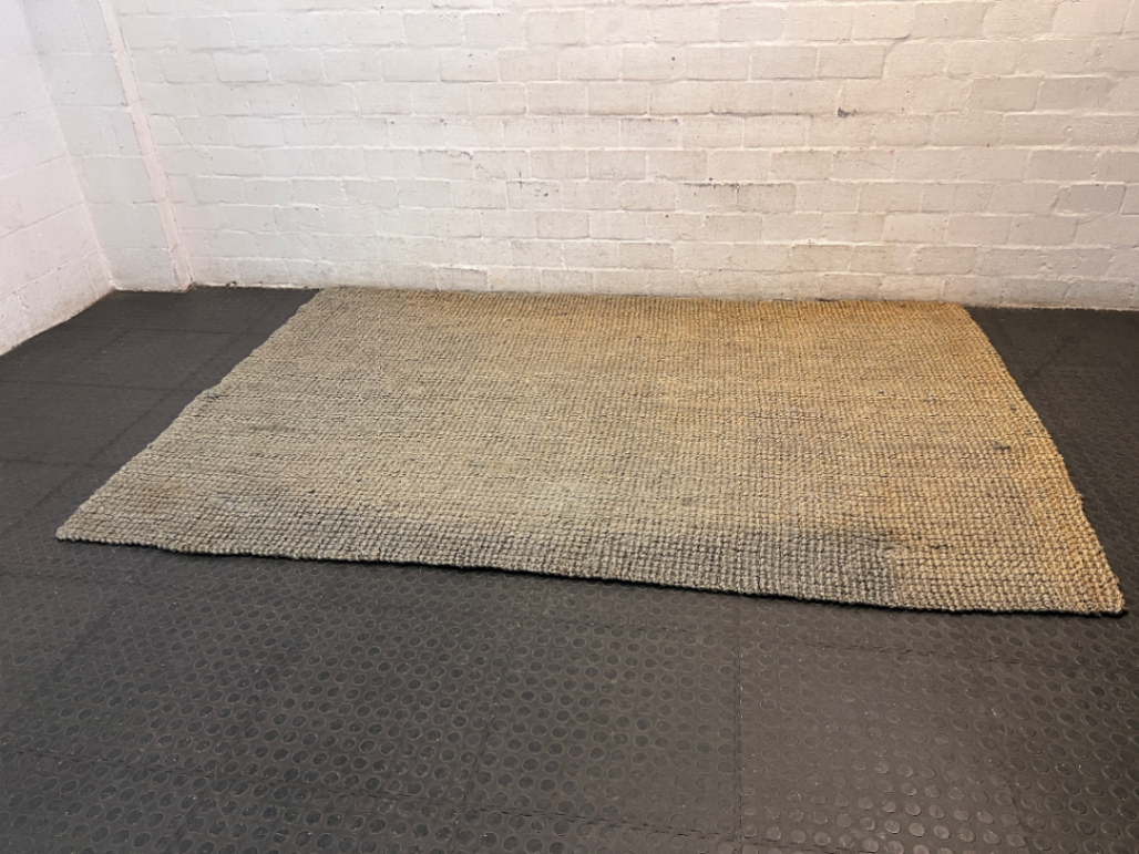 Textured Natural Fibre Woven Area Rug — Well Used Condition