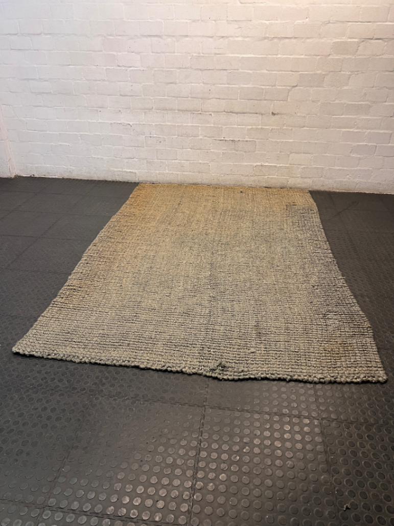 Textured Natural Fibre Woven Area Rug — Well Used Condition