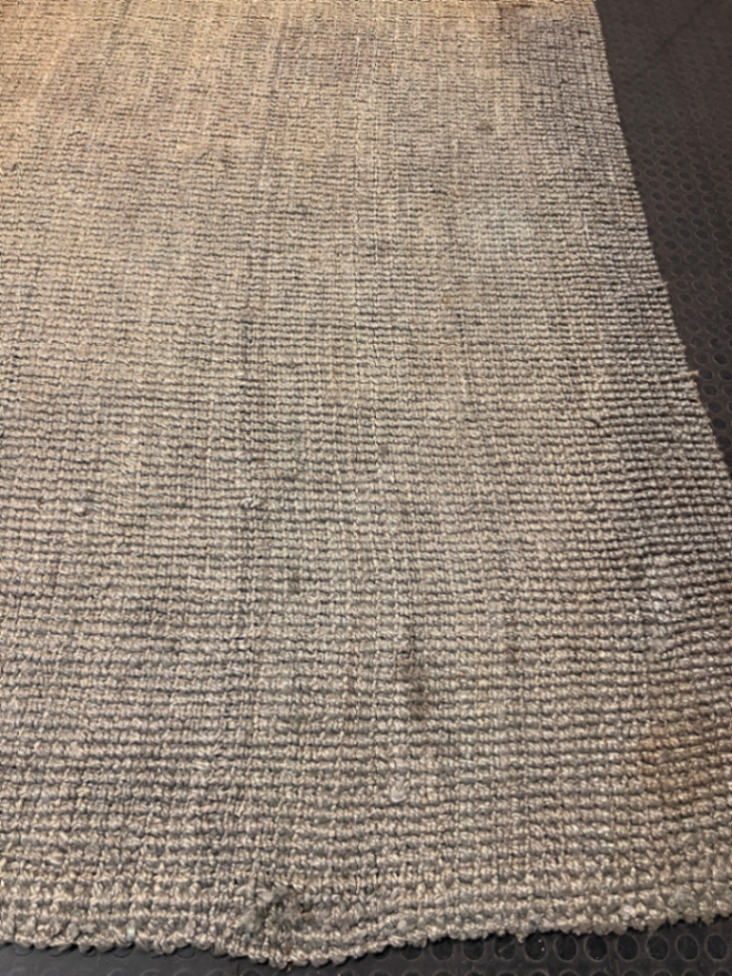 Textured Natural Fibre Woven Area Rug — Well Used Condition