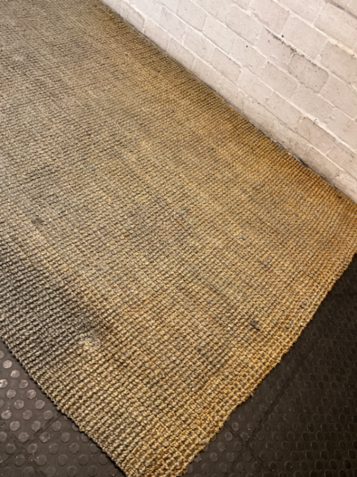 Textured Natural Fibre Woven Area Rug — Well Used Condition