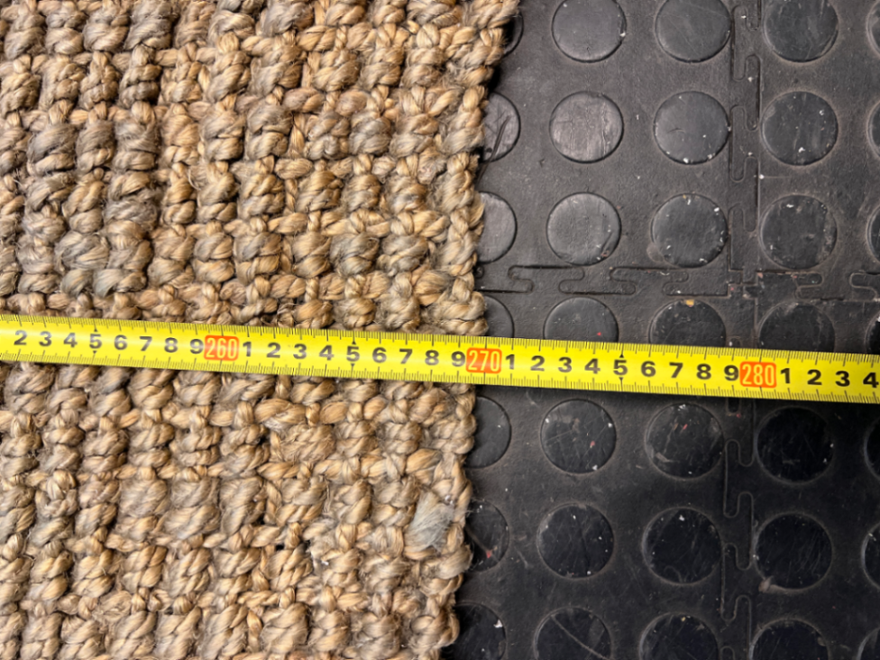 Textured Natural Fibre Woven Area Rug — Well Used Condition