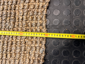 Textured Natural Fibre Woven Area Rug — Well Used Condition